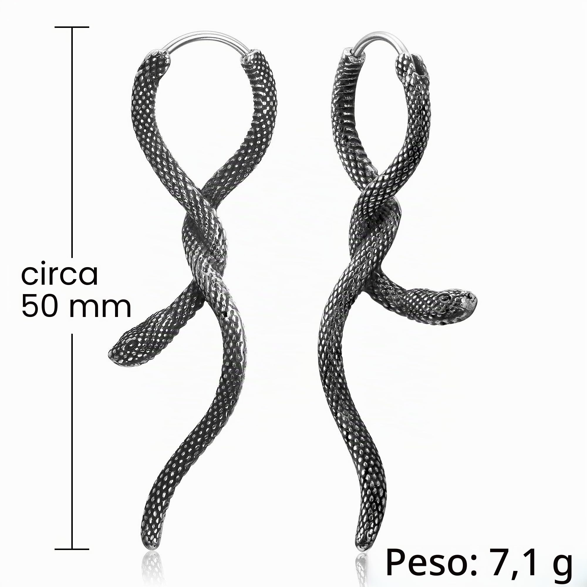 GTHIC Orecchini a forma di serpente gotico in acciaio inossidabile per uomo Donna Gioielli con orecchini pendenti a cerchio con serpente animale punk