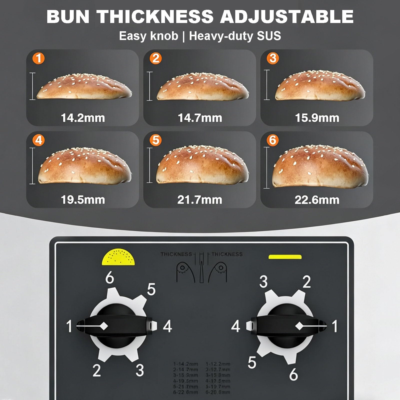 Komercyjny opiekacz do bułek do burgerów, 2000 W, komercyjna maszyna do pieczenia chleba do hamburgerów z regulacją temperatury i grubości, elektryczny opiekacz do bułek do burgerowni