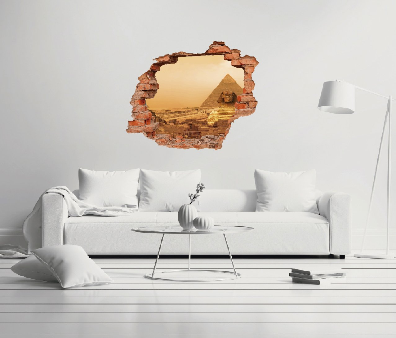 Egyptian Pyramid with 3D Effect I Peel and Stick Wall Stickers for Living Room I Bedroom Wall Decor I Wall Decal for Beach House Decorations I Multiple Sizes Options (Wide 30