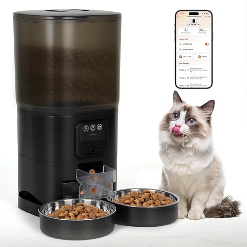 Automatic Cat Feeder with Camera, 7 Litre Dual Bowl Automatic
