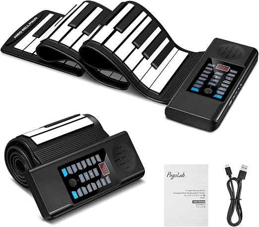 POGOLAB Piano Enroulable 61 Touches en Silicone Souple Rechargeable