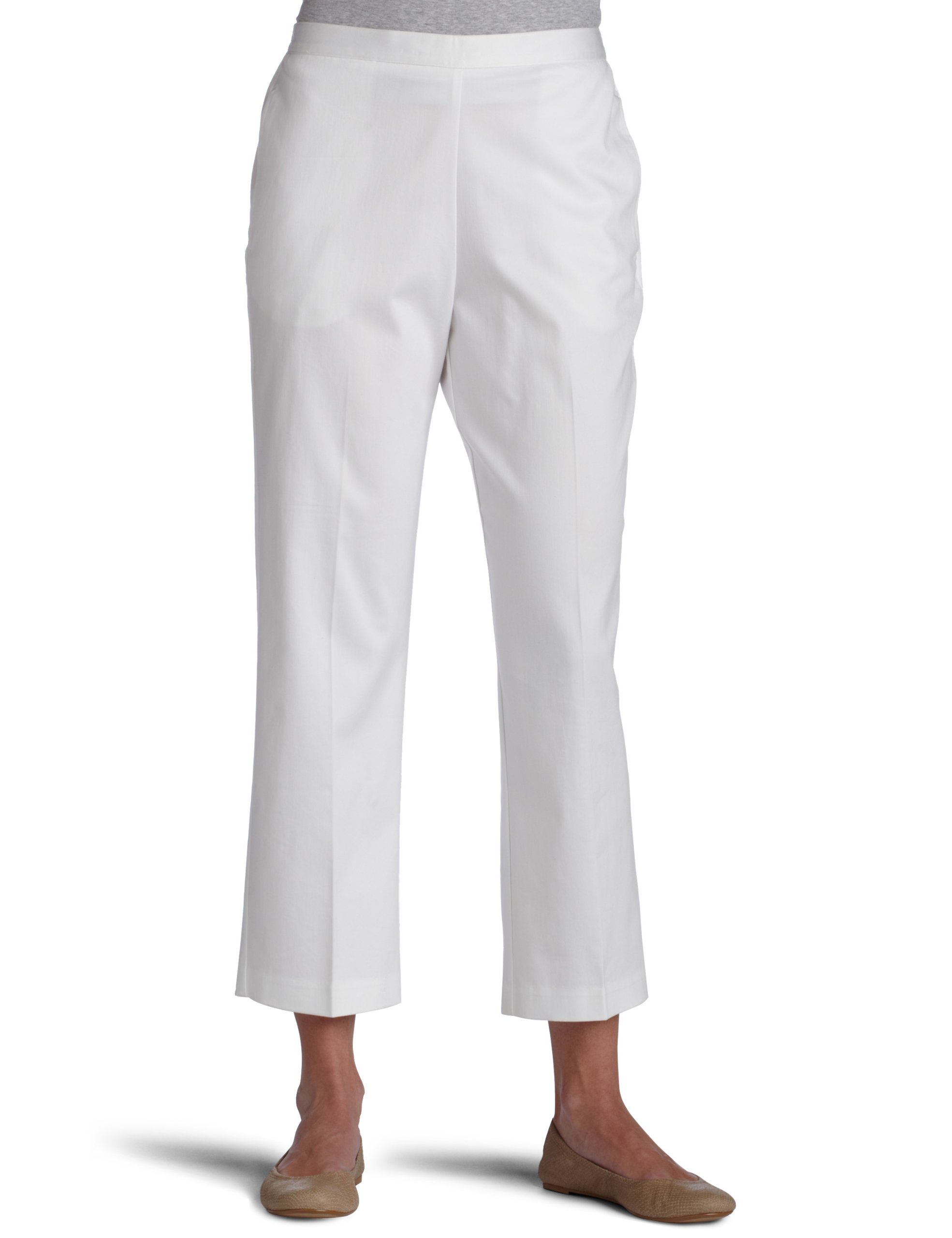 Alfred Dunner Womens Short Length Pant White
