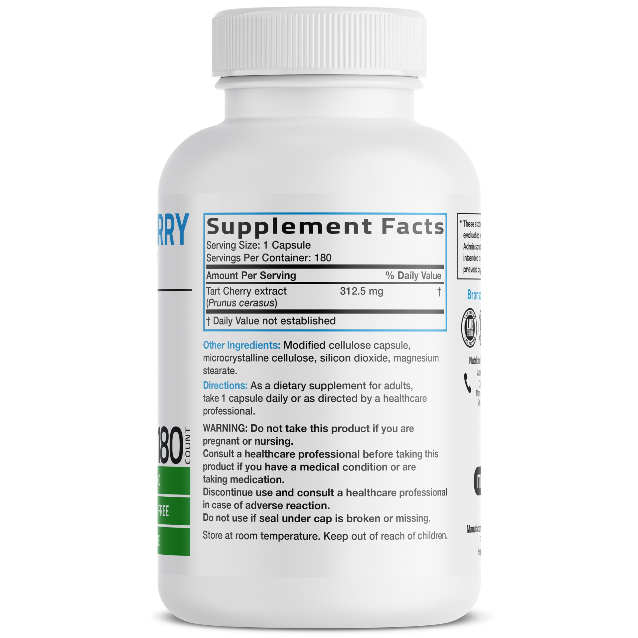 Bronson Tart Cherry Extract for Joint Support, 180 Vegetarian Capsules — Amazon image 2