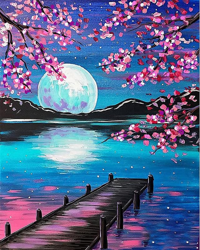 TREXEE DIY Paint by Number for Kids and Adults Beginner Forest Lake Moon DIY PNB Painting, DIY Gift Canvas Painting (40X50 CM) (Without Frame) (B0CXTD6Y3Z) Amazon Price History, Amazon Price Tracker