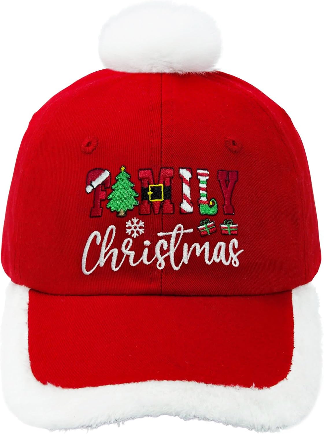 Christmas Hats for Men & Women - Santa Baseball Cap Adult Unisex, Funny Santa Hat with Adjustable, Red Xmas Hat Ball Cap
