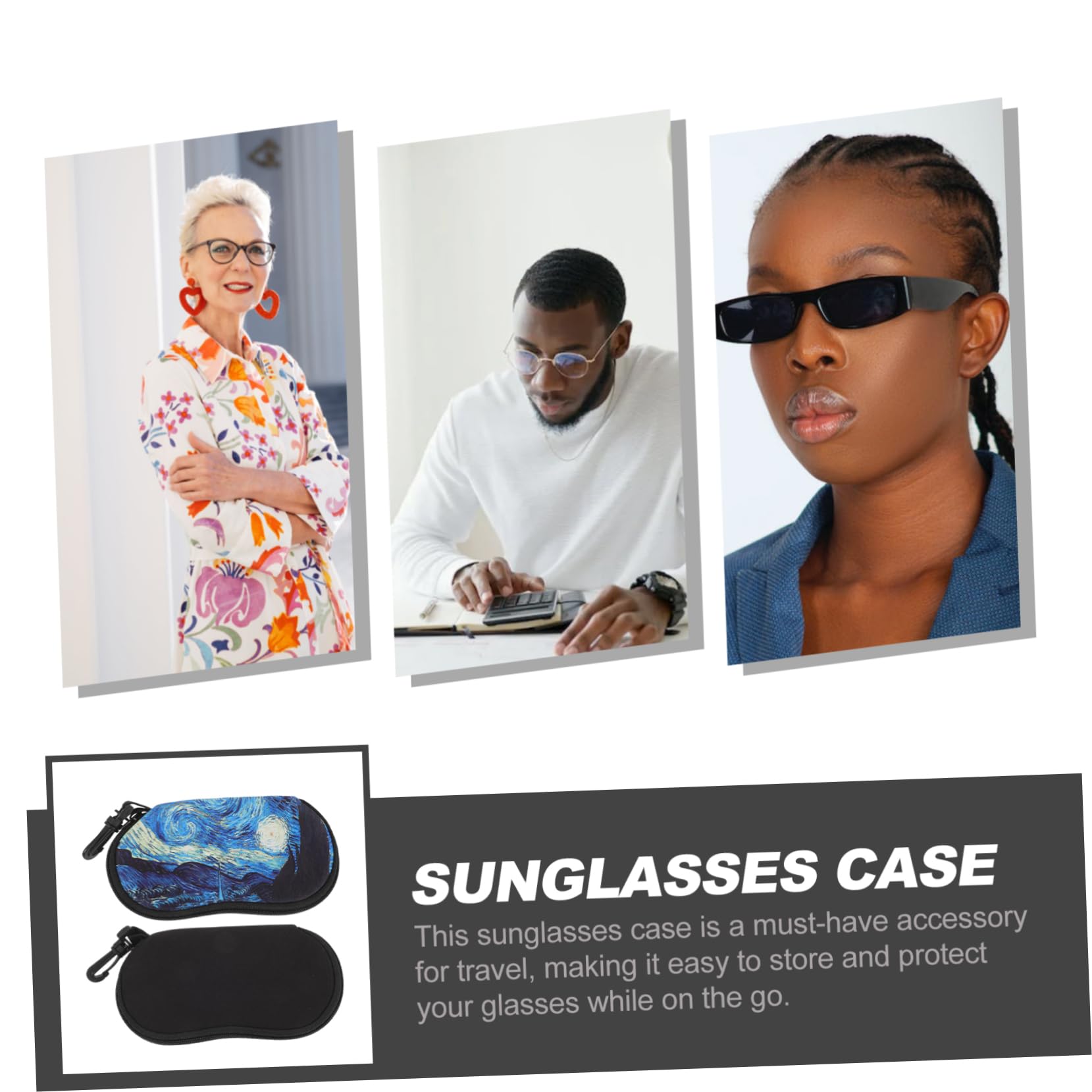 Beavorty Estuche Portátil Con Cremallera Para Gafas Organizador Polarizado Estuche De Viaje Para Gafas De Sol Estuche Rígido De Neopreno Para Mujeres Adultas