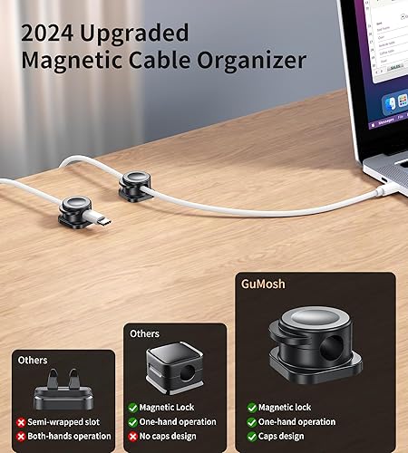 Miniatura 2 de [16 piezas] Organizador de cables, clips magnéticos para cables, organizadores de cables con adhesivo mejorado, organizador de escritorio,