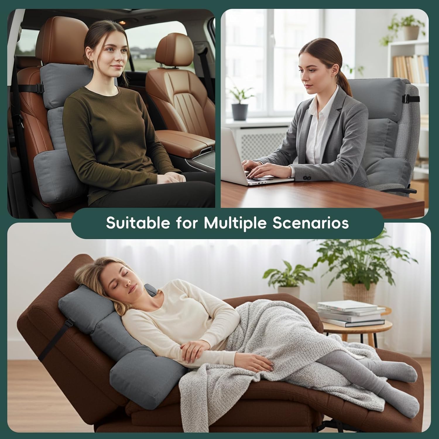 Back Support Cushion, Lumber Support Cushions with Adjustable Neck Pillow, Posture Support Side Sleeper Pillows Neck Support - Image 6
