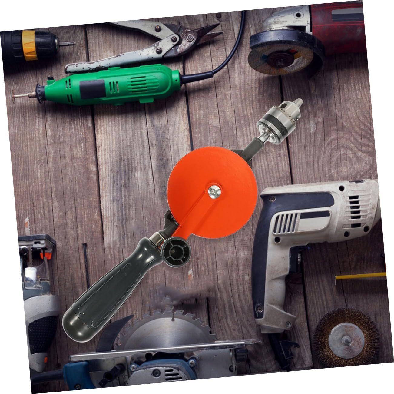 Manual Hand Drill Portable Puncher Tool with Drill Bits Ergonomic Handle for Woodworking Easy Control for Crafts and Diy Projects