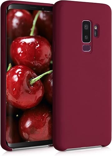 kwmobile Funda compatible con Samsung Galaxy S9 Plus - Funda de silicona TPU con acabado suave - Ruibarbo rojo