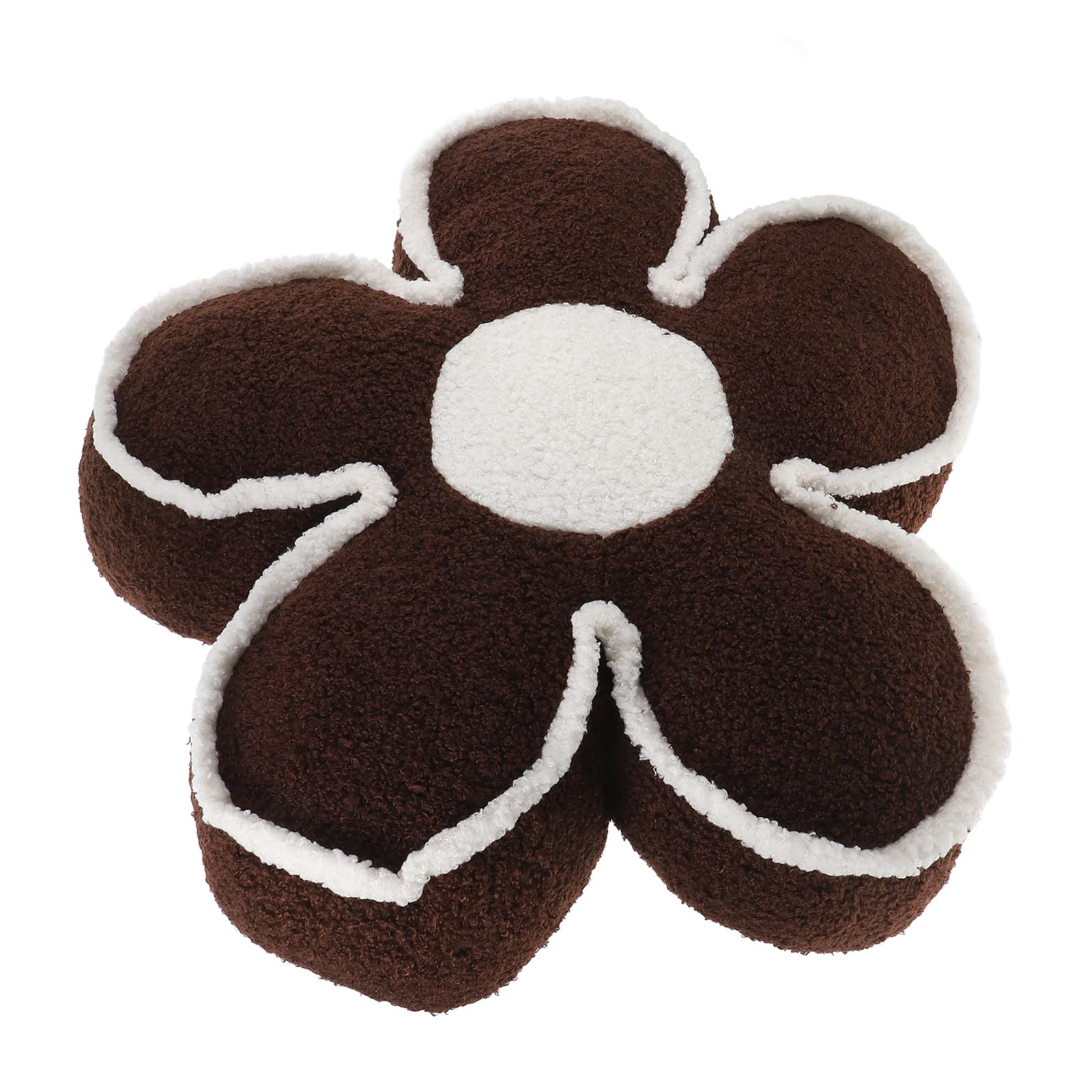 LOGOFUN Flower Pillow Plush Flower Floor Cushion Floral Shape Decorative Throw Pillow for Home Office Living Room Sofa Supplies - Brown 50CM