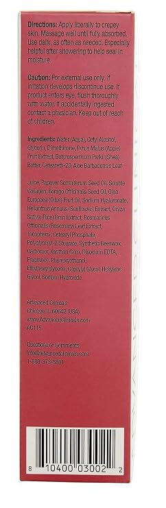 Advanced Clinicals Crepey Skin Wrinkle Smoothing Skin Care Cream Moisturizer For Body, Neck, Decollete. Anti Aging Skincare Lotion W/Collagen, Shea Butter, Hyaluronic Acid. Large, 4 Fl Oz Bottle