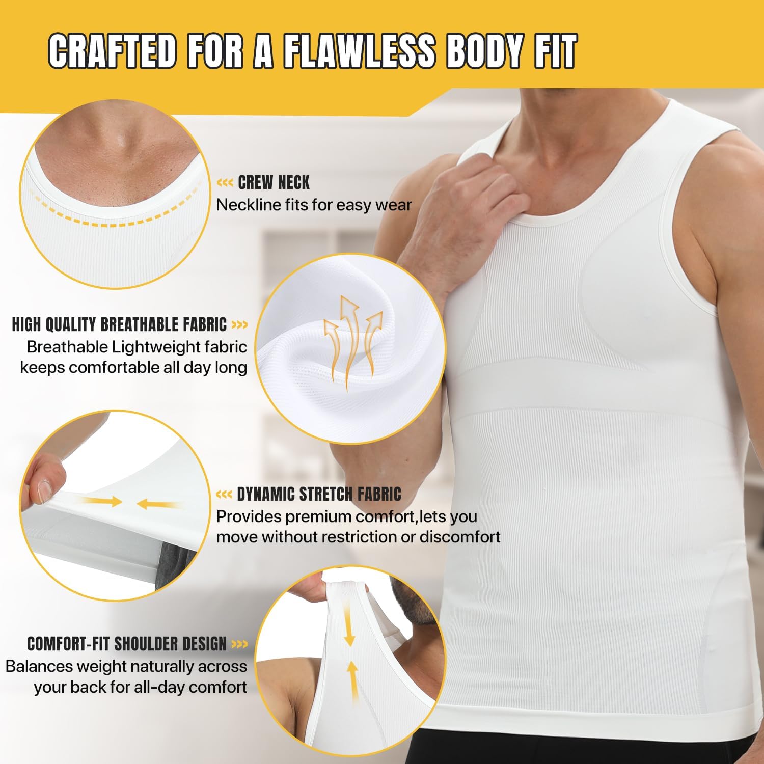 Compression Shirt Men, Slimming Tank Top, Gynecomastia Undershirts, Tummy Control Shapewear, Mens Body Shaper Vest - Image 6