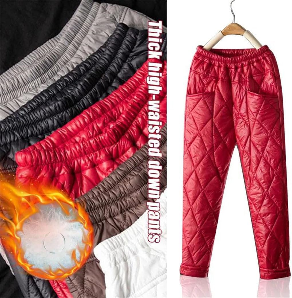 Women's Winter Thick Warm Harem Pants Slim Fit Plaid Padded Quilted Cotton Sweatpants
