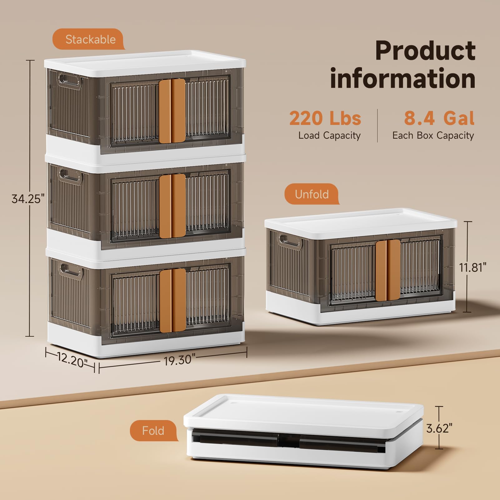 Collapsible Storage Bins with Lids - 8.4 Gal Stackable Storage Bins ...