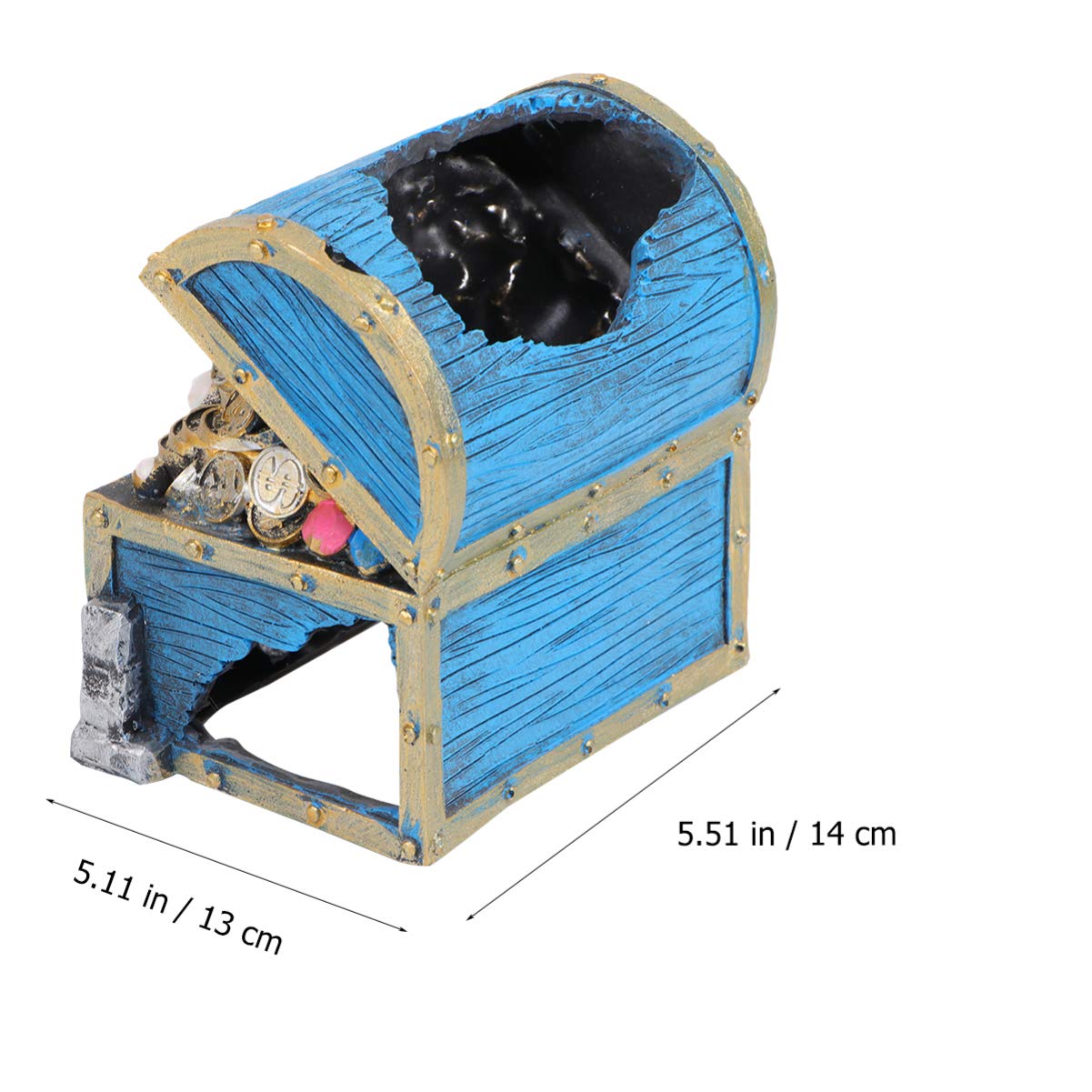 Aquarium Treasure Chest Ornament Fish Tank Underwater Landscape Resin Decorations Shrim Hideaway for Betta,Lizards, Turtles,Reptiles,