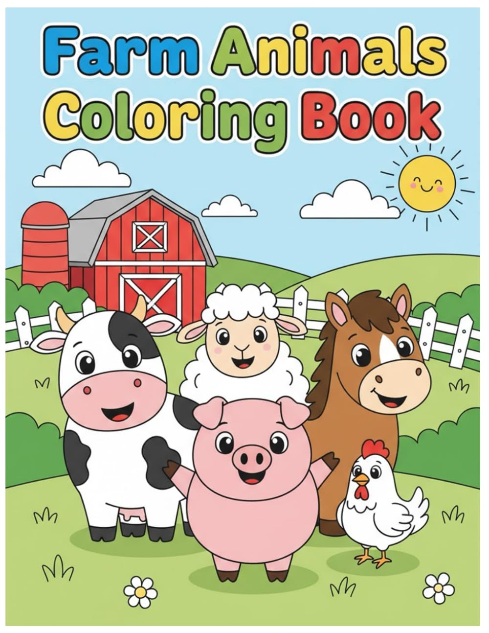 Farm Animals Kids Coloring Book: Fun & Easy Coloring Pages for Children | 50 Cute Farm Animal Designs for Toddlers & Kids Ages 3–8: 50 Cute and Simple ... & Kids Ages 3–8 | Fun Learning Activity Book