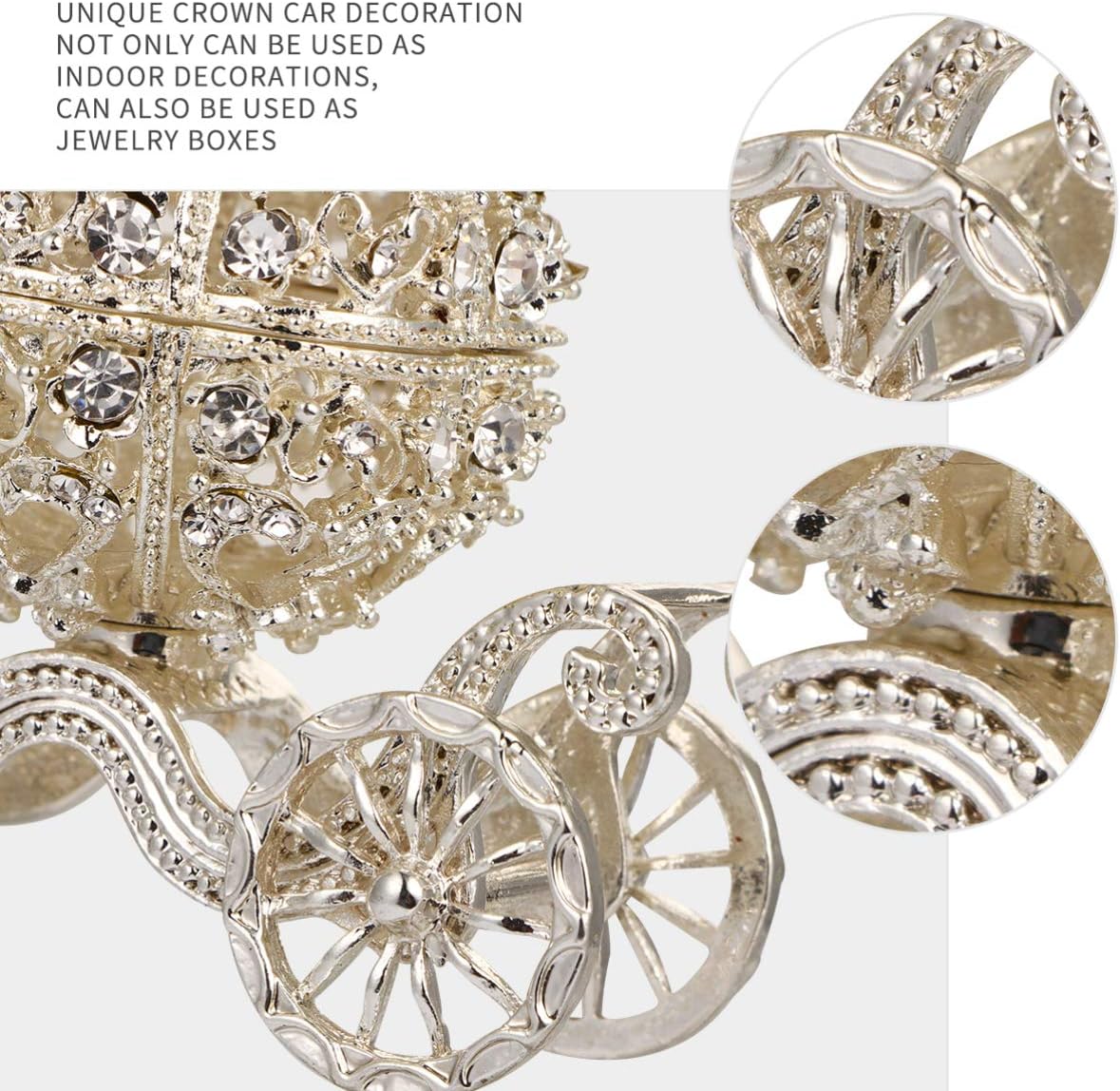 TOYANDONA Silver Vintage Rhinestone Pumpkin Carriage Trinket Box, Sparkling Diamond Ornaments Organizer Box for Home Wedding Decor - Image 5