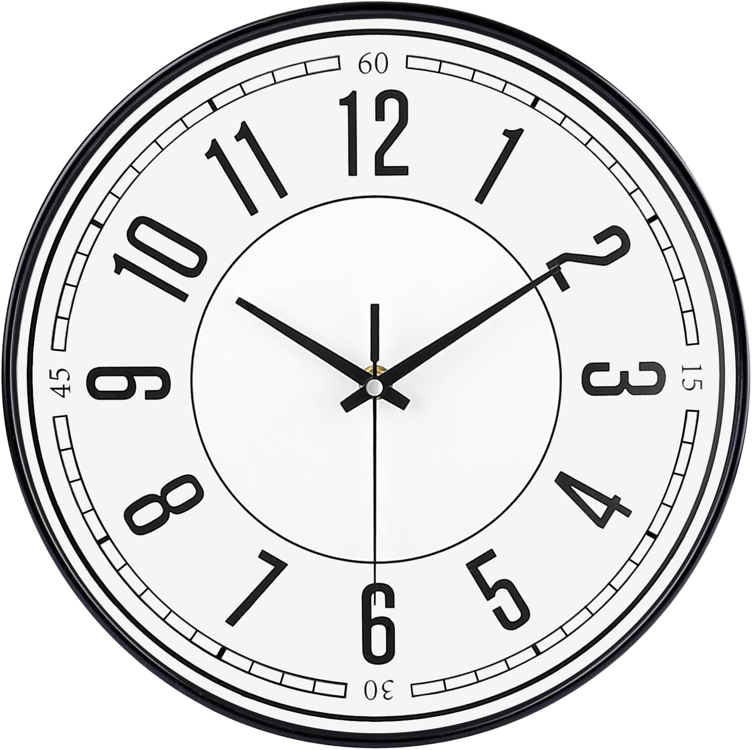 Wall Clock Silent Non Ticking 12 Inch Quality Quartz Battery Operated Round Easy to Read Home/Kitchen/Living Room/School/Office Clock Sweep Movement