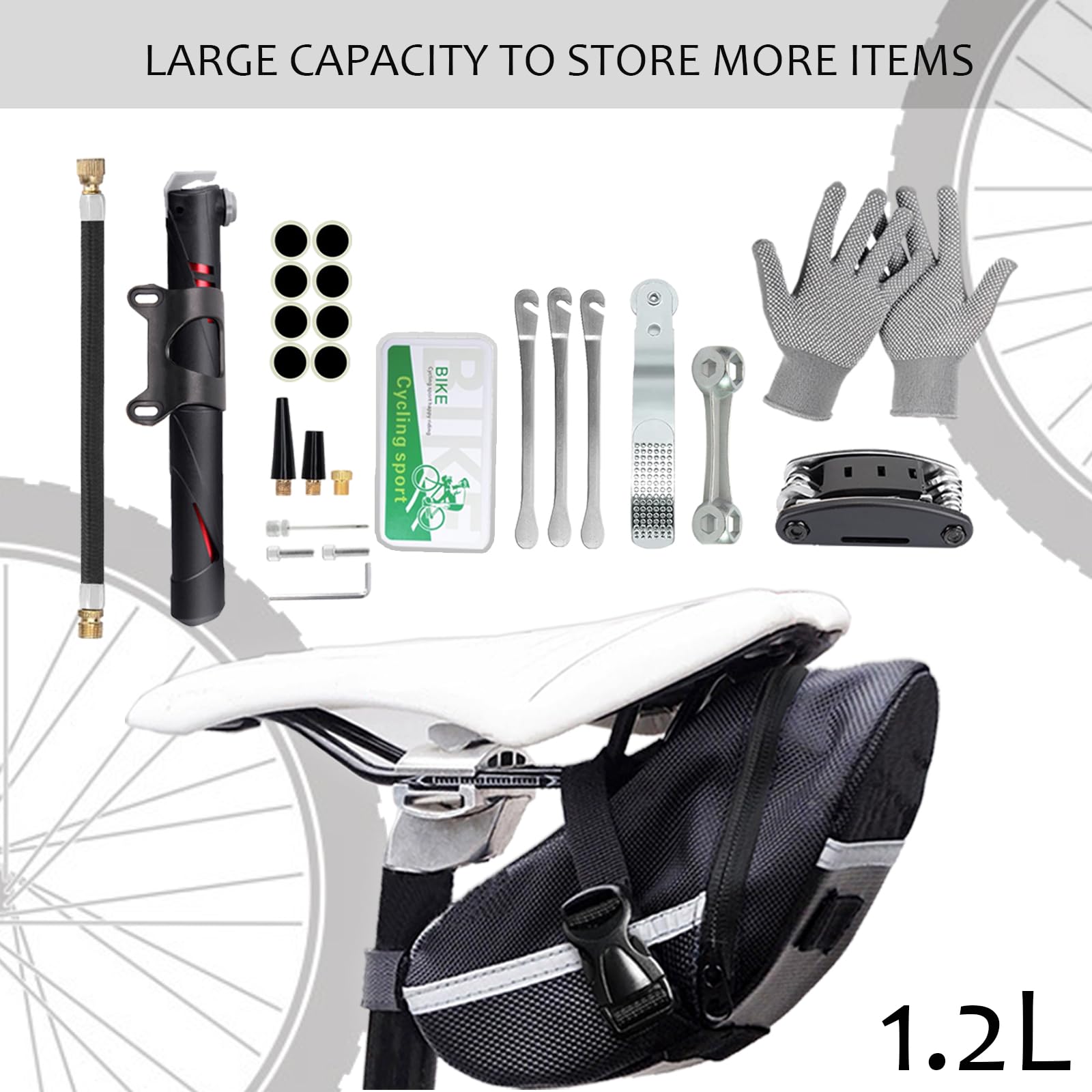 Kit Completo Riparazione Bici Con Pompa Ad Alta Pressione E Borsa Da Sella – 16 In 1, Multiuso, Per Manutenzione E Campeggio - 5