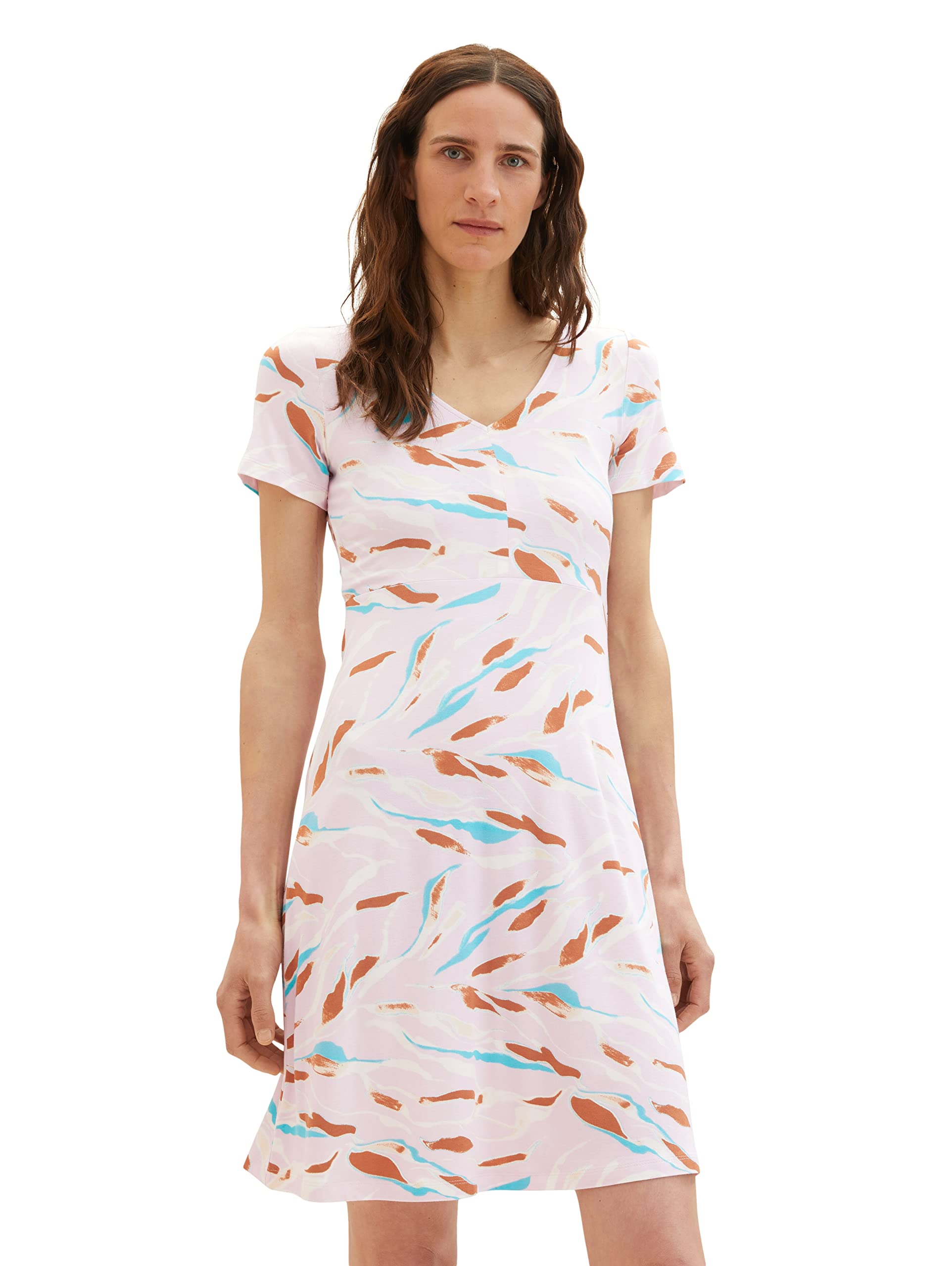 Tom Tailor Ladies Dress 1035234, 31762 - Lilac Abstract Leaf Design, 38