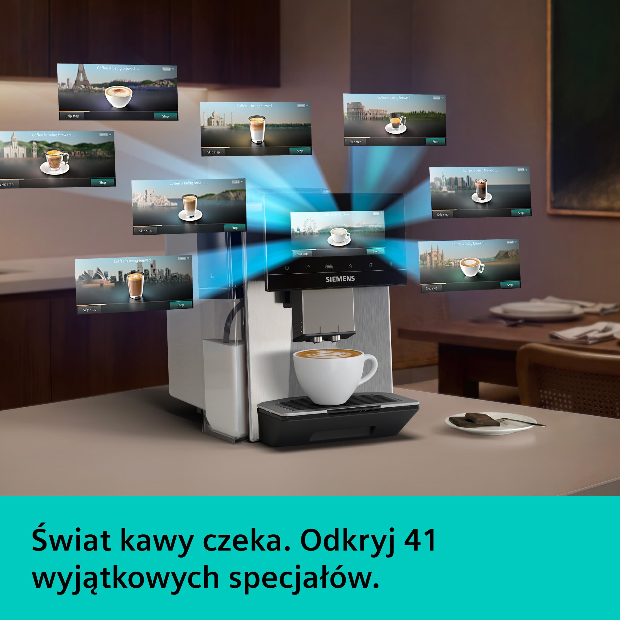 Siemens, automatyczny ekspres ciśnieniowy, EQ900 plus iAroma, automatyczne czyszczenie i odkamienianie, spersonalizowane ustawienia smaku, precyzyjne mielenie, stal nierdzewna, TQ923EZ3