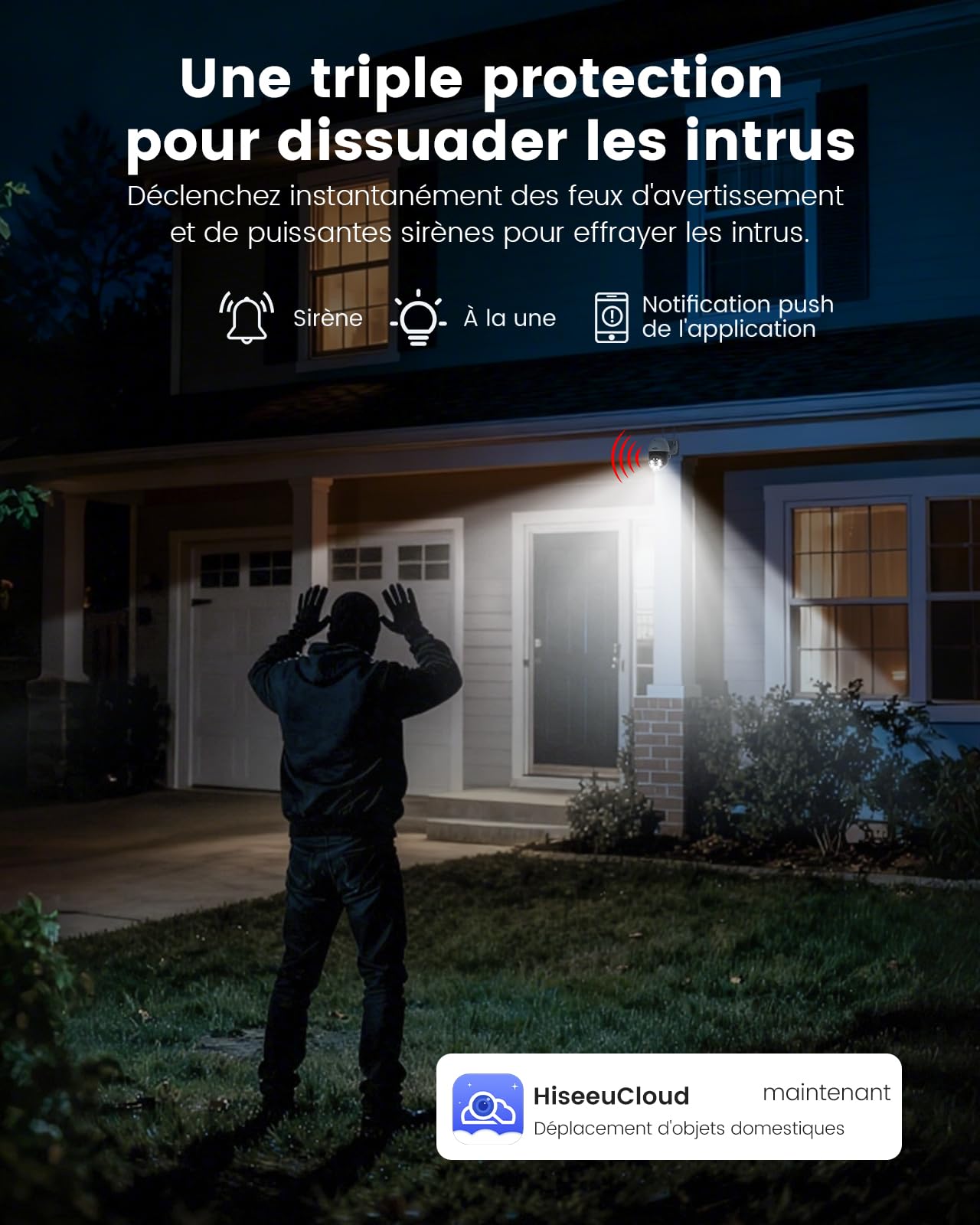 Hiseeu 4K 8MP Caméra de Surveillance Extérieure, PTZ WiFi Suivi Automatique, Vision Nocturne Couleur, Zoom Numérique, Vidéosurveillance 360°
