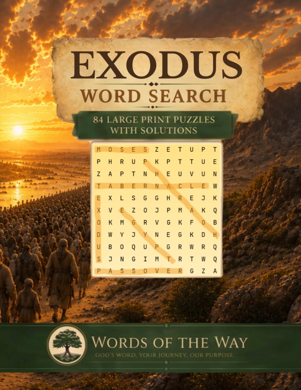 Exodus Word Search: 84 Large Print Puzzles with Solutions (Words of the Way Bible Word Search Series)