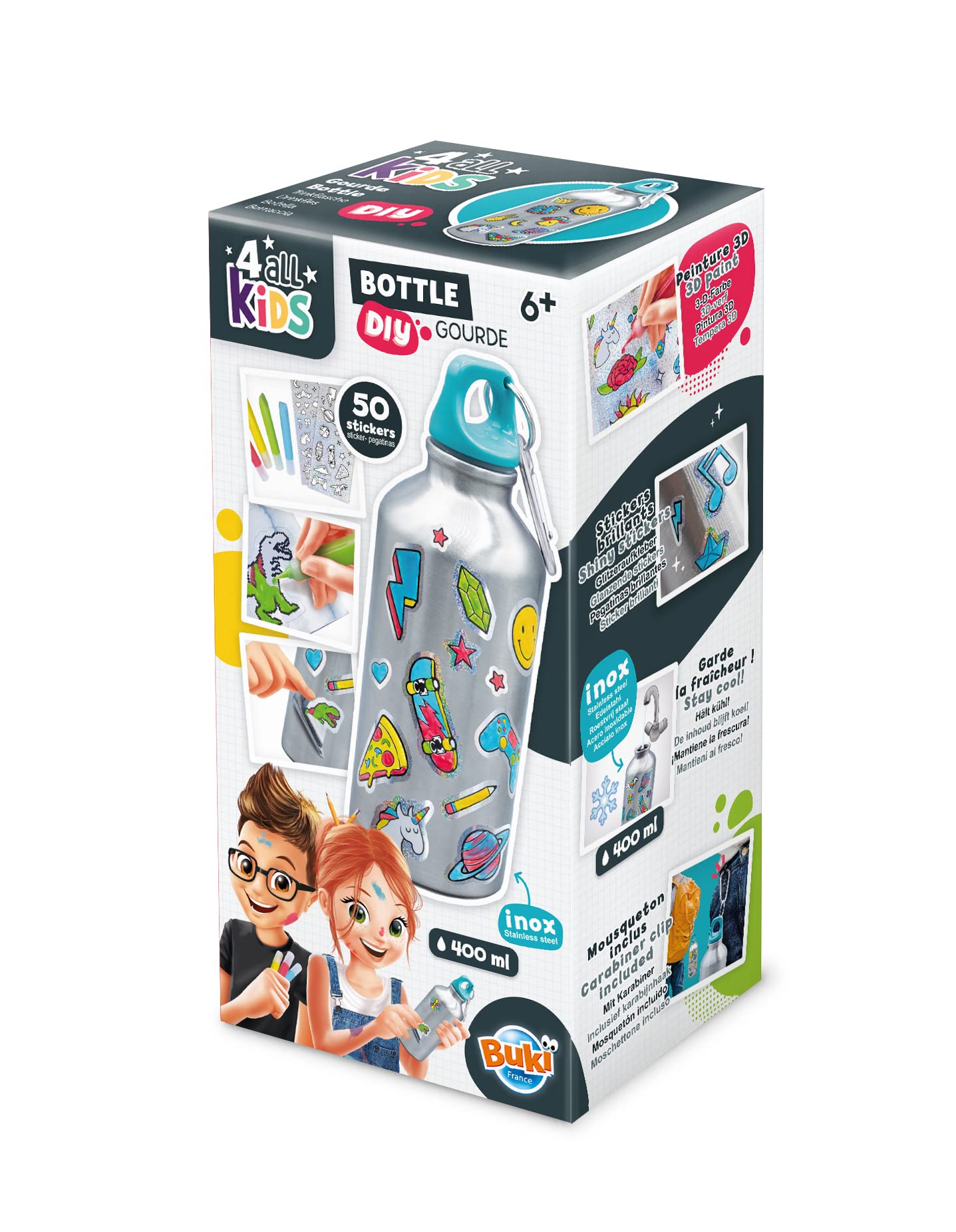 Buki FK001 DIY Water Bottle, Multicolored