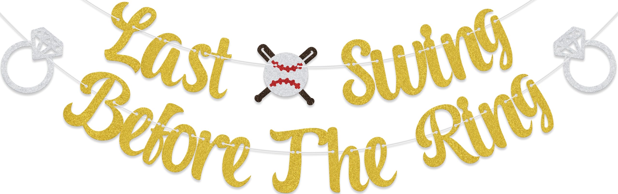 Last Swing Before The Ring Banner, BaseBall Bachelorette Party Decorations, Bridal Shower Engagement Party Supplies, Last Margarita As A Senorita Party Decorations Gold Silver Brown & Red