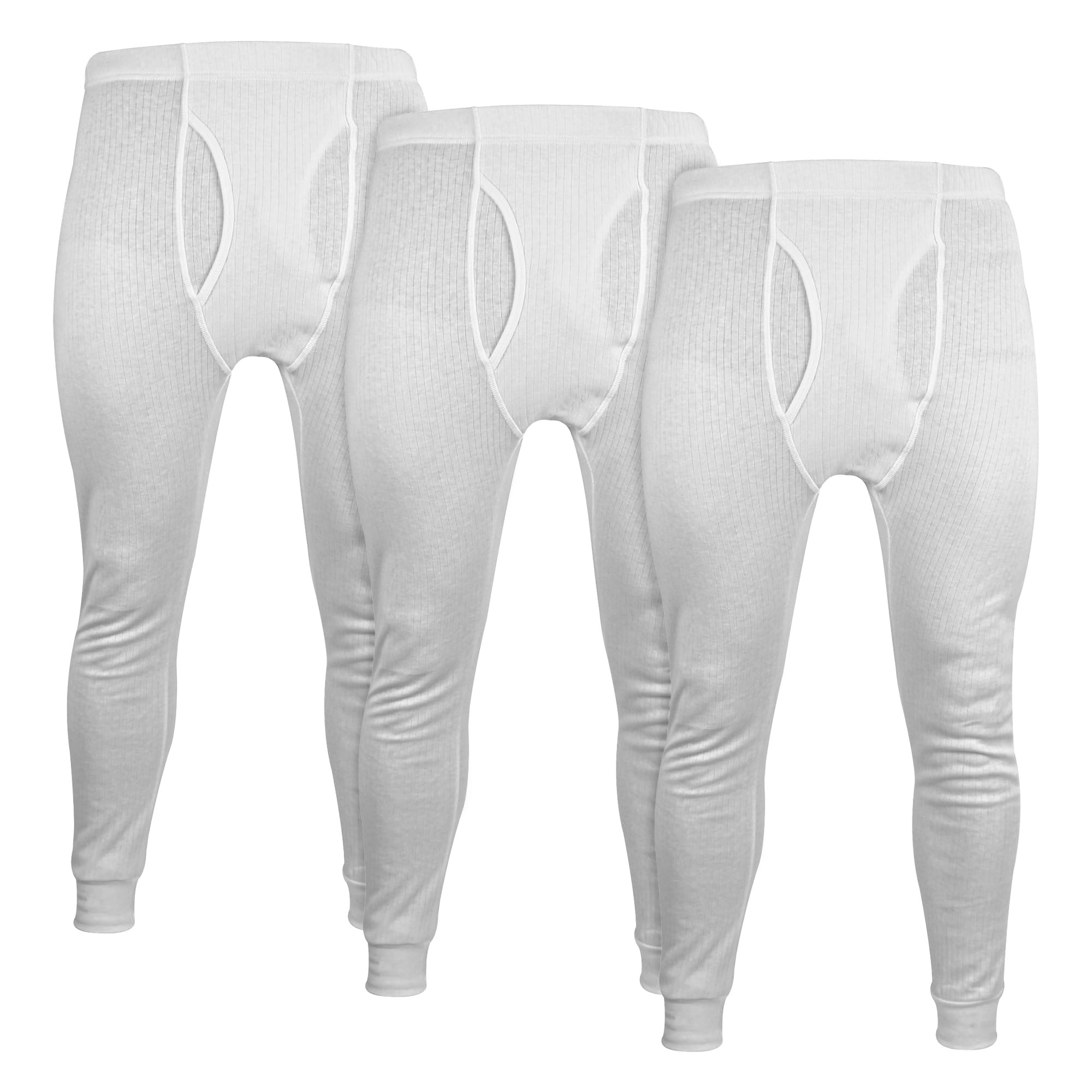 THMO - 3 Pack Mens Thermal Long Johns | Base Layer Thermal Underwear Bottoms (XL, White (X3))