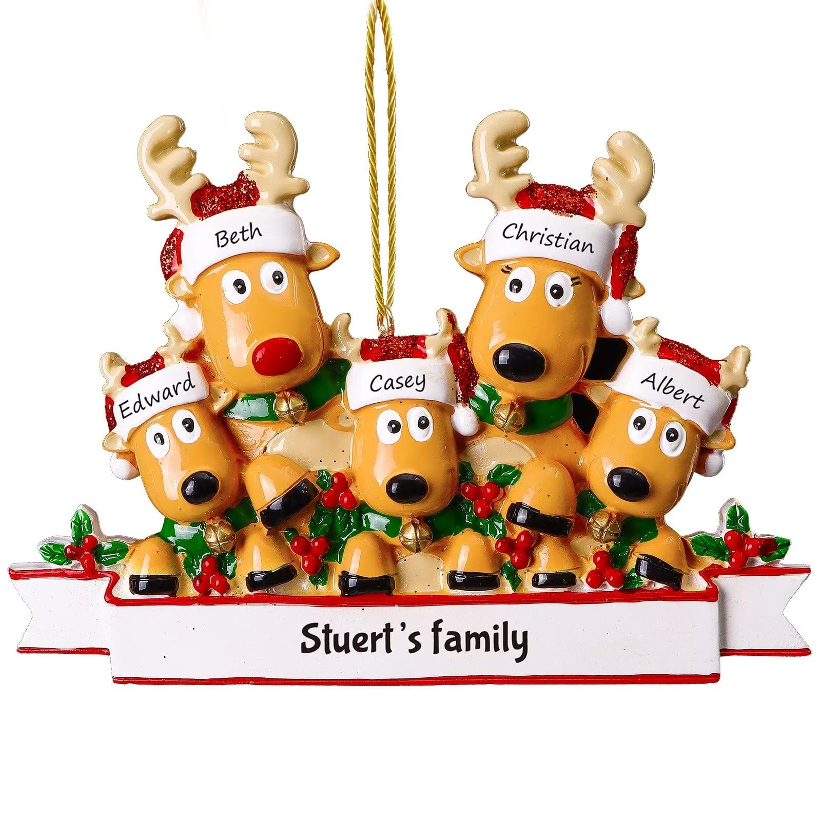 Bemaystar 2023 Christmas Decorations Ornaments, Personalized Reindeer Family, Reindeer Christmas Decorations