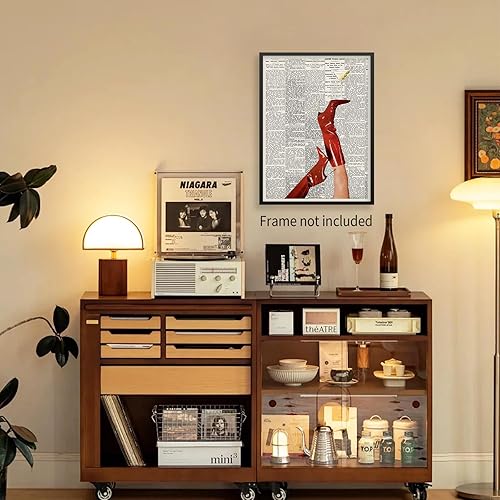 Miniatura 3 de Lianxiaw Martini - Póster de pared con botas rojas femeninas vintage, póster de cóctel feminista, periódico preparado con alcohol, impresiones