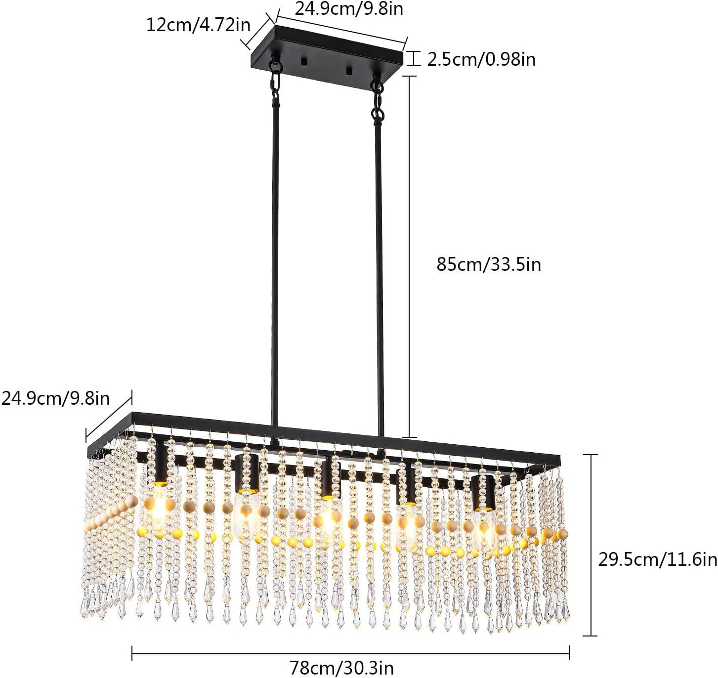 5-Light Pedant Lamp Modern Crystal Chandelier Elegant Ceiling Light Home Decor for Kitchen, Dining Room, Entryway, Stairway, Cafe, Club, Bar, Restaurant, Library