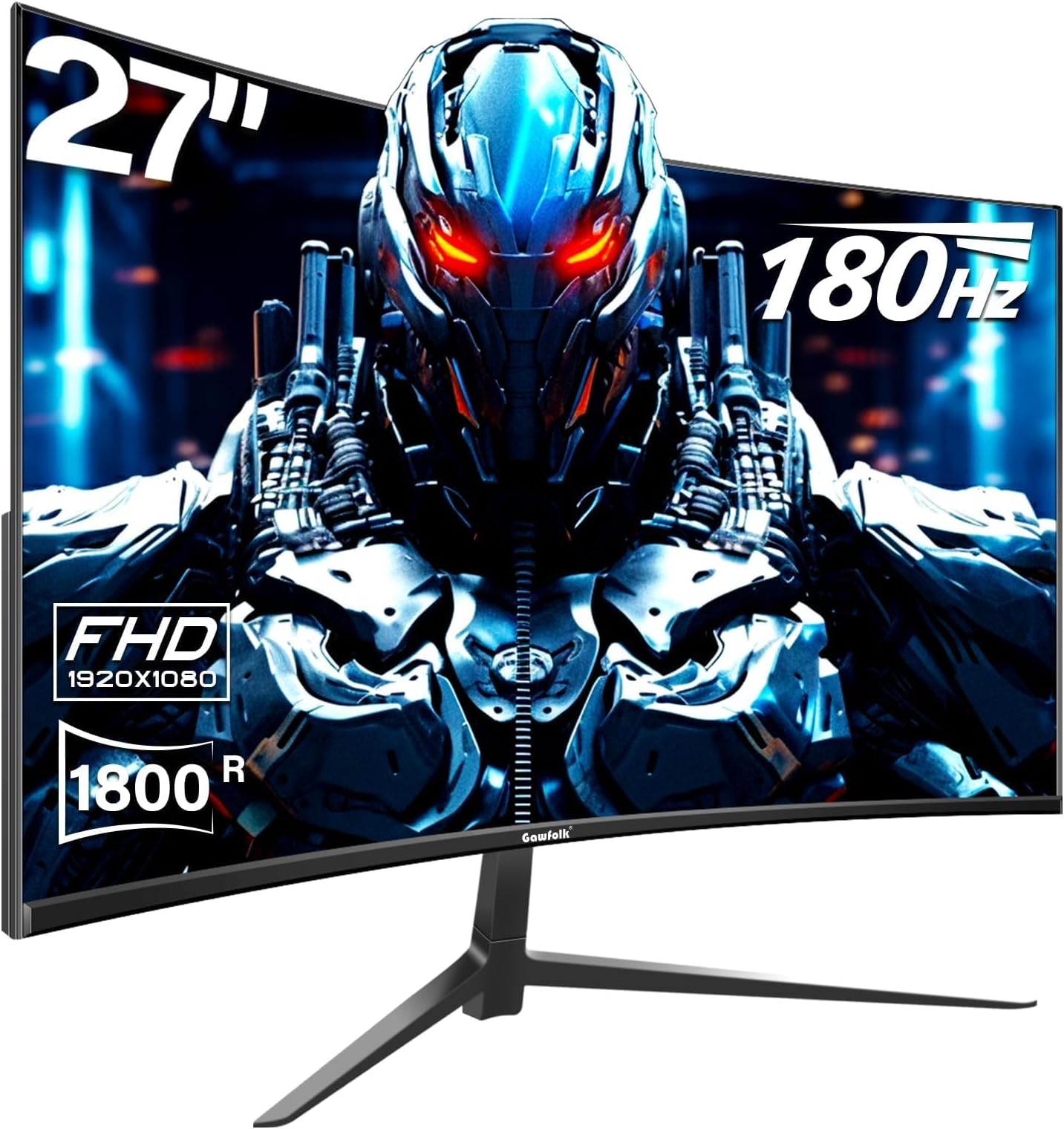 Gawfolk 27 inch Curved Gaming Monitor,144Hz/180Hz PC Monitor Full HD 1080P, Frameless 1800R Computer Display with FreeSync & Eye-Care Technology, Wall Mountable, DP, HDMI Port (Black)