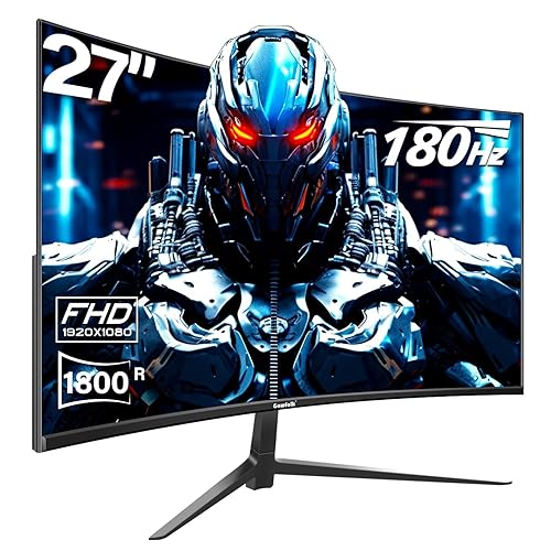 Gawfolk 27 inch Curved Gaming Monitor,144Hz/180Hz PC Monitor Full HD 1080P, Frameless 1800R Computer Display with FreeSync & Eye-Care Technology, Wall Mountable, DP, HDMI Port (Black) - 27inch - 1k-180Hz - black