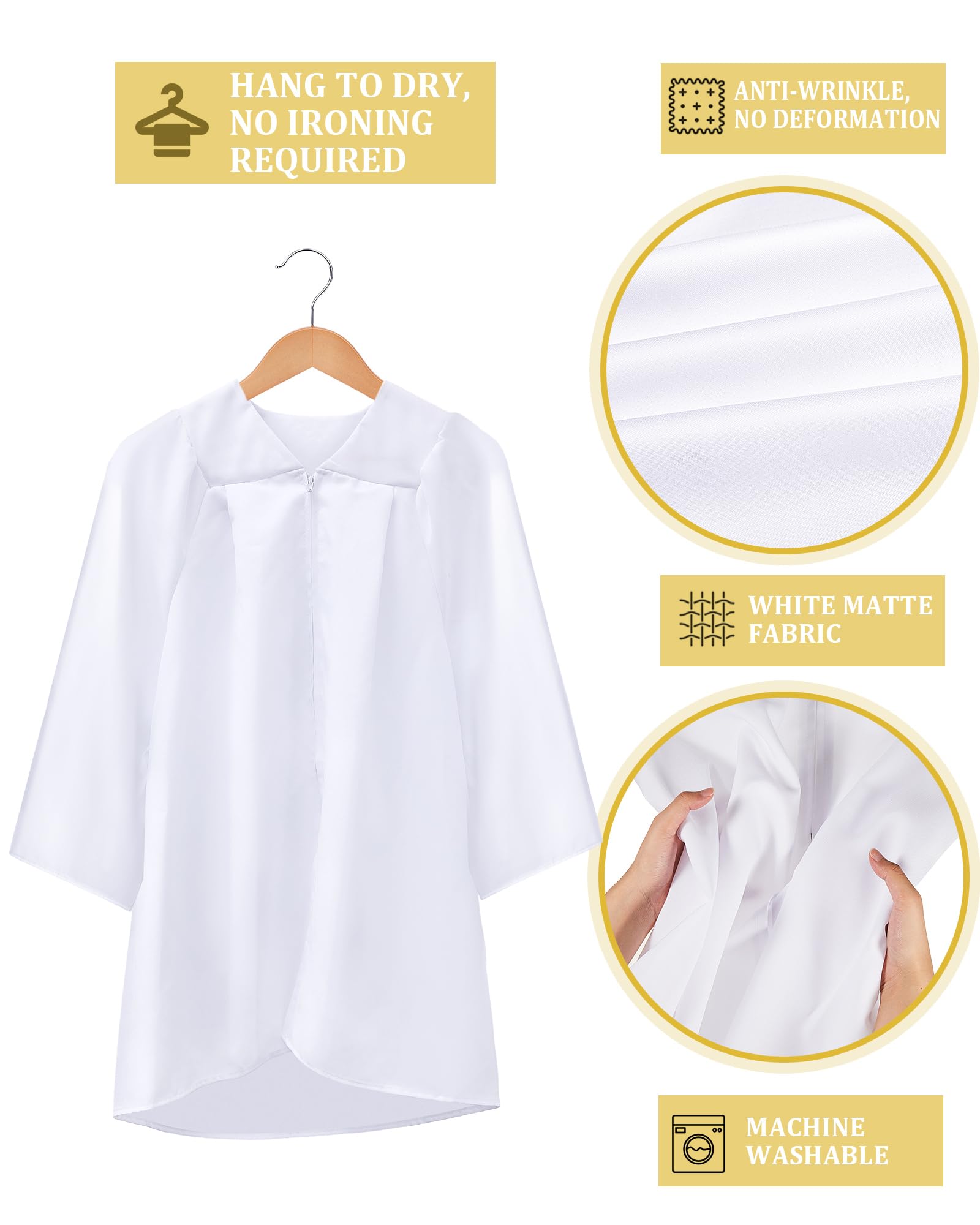 Toulite 3 piezas unisex mate batas de coro para niños, vestido de graduación para juez escolar, disfraz para bautizo, iglesia, evento, pastor