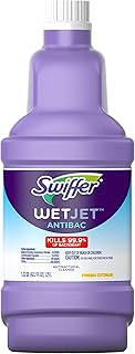 Swiffer WetJet Antibacterial Solution Refill for Floor Mopping and Cleaning, All Purpose Multi Surface Floor Cleaning Solution, Fresh Citrus Scent, 1.25 Liters
