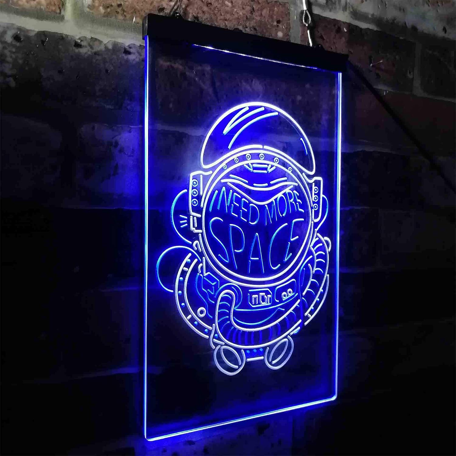 ADVPRO Astronaut I Need More Space Living Room Display Dual Color LED Neon Sign White & Blue 16 x 24 Inches st6s46-i3953-wb
