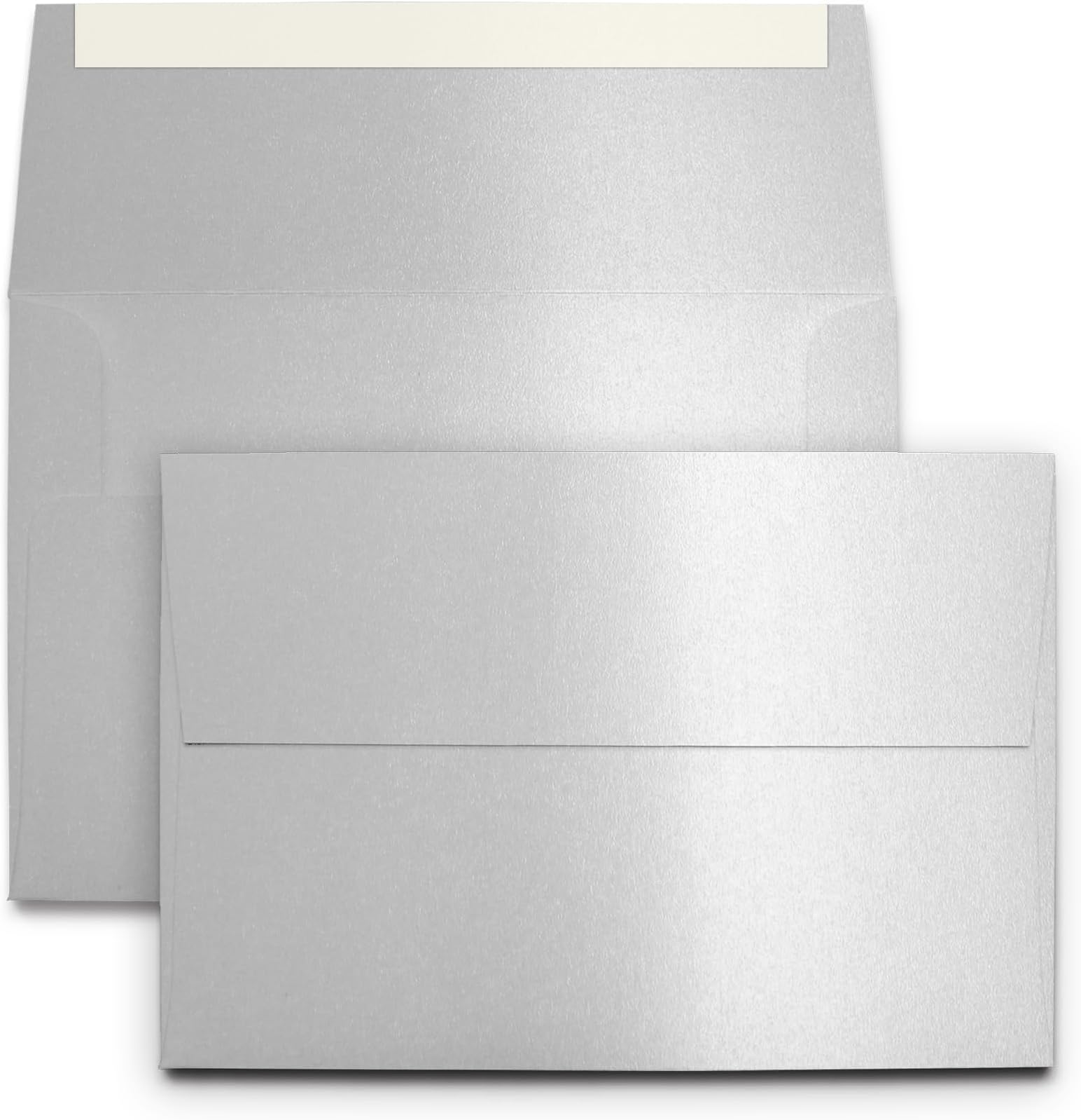 100 Pack Silver Metallic A9 Envelopes - Self Seal - Measures 5.75" x 8.75" - Premium 28lb Bond Shimmer Stock - For Wedding, Anniversary, New Year