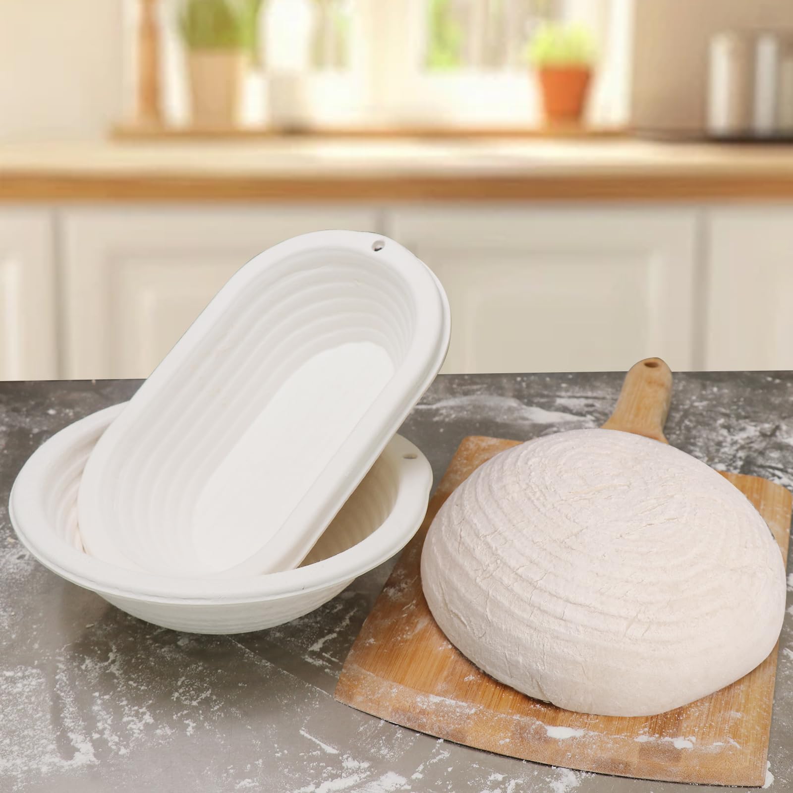 Sthrucrack Banneton, 2 cestini per lievitazione del pane, 25 cm, ovali