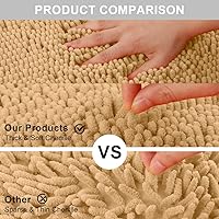 Vista 6 de vctops Alfombras de baño de chenilla extra suaves y absorbentes de microfibra, alfombra antideslizante para bañera, alfombra de ducha, color Camello