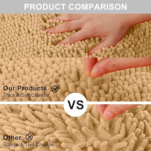 Miniatura 6 de vctops Alfombras de baño de chenilla extra suaves y absorbentes de microfibra, alfombra antideslizante para bañera, alfombra de ducha, alfombras de