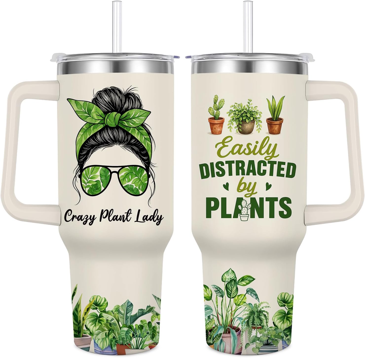 Plant Tumbler for Plant Lover,40 oz Vacuum Insulated Travel Coffee Mug Cup