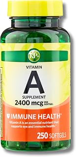 Spring Valley Vitamin A 2,400 mcg (8,000 IU) | Eye & Immune Health | Gluten Free | 250 Softgels | Pack of 1