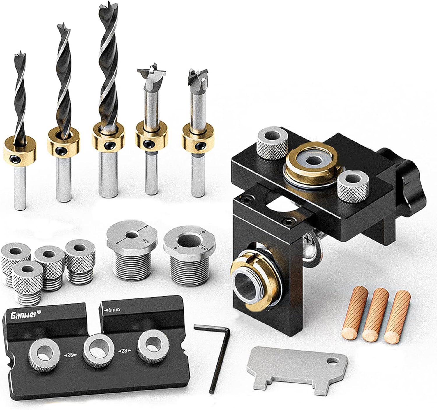 3 in 1 Woodworking Doweling Jig Kit, Adjustable Doweling Jig Pocket
