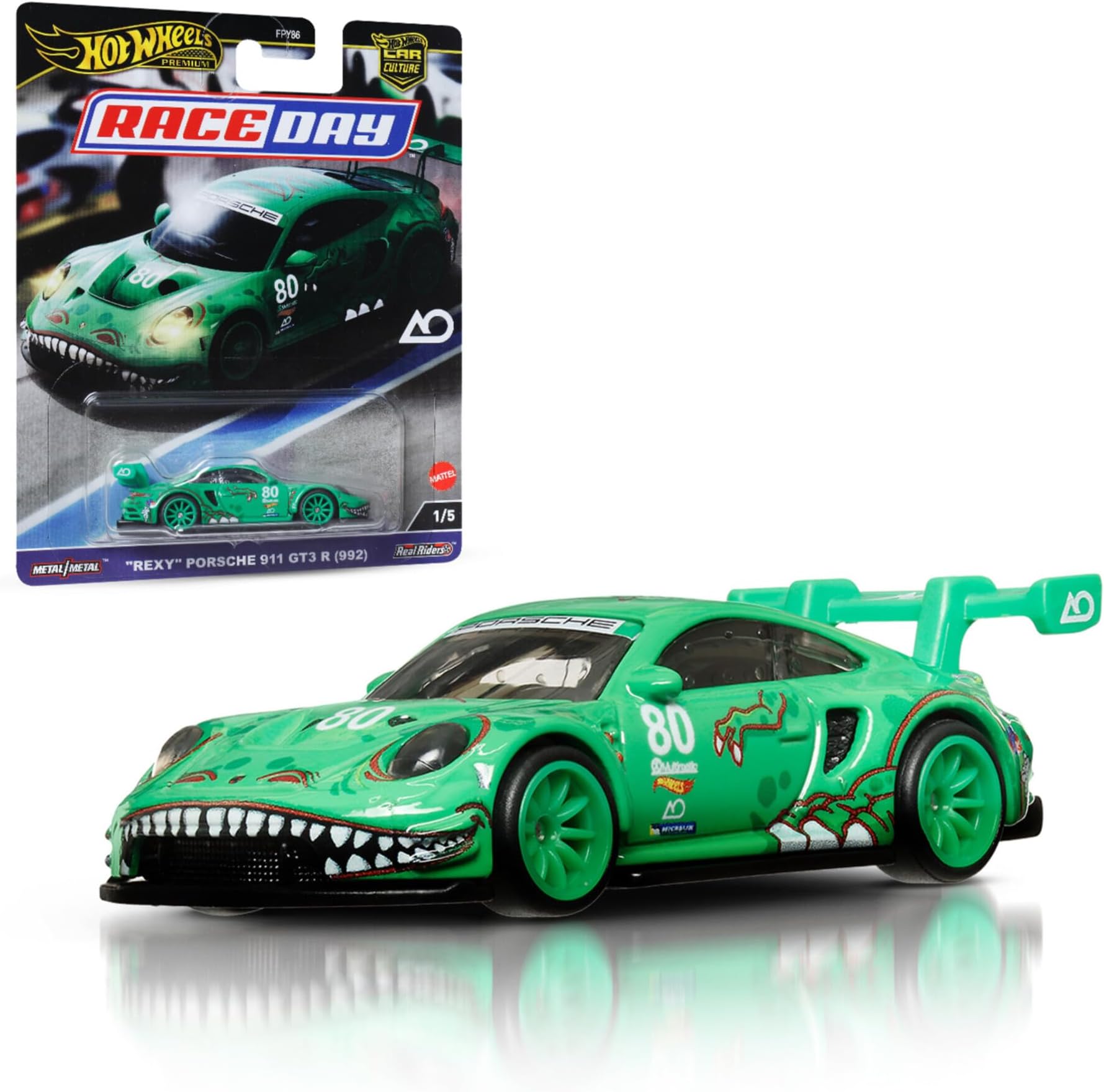 Hot Wheels Premium Porsche 911 GT3 R, Car Culture Circuit Legends Vehicles for Kids 3 Years Old & Up and Adult fans and Collectors, Premium Collection of Car Culture 1:64 Scale Vehicles, HRV72