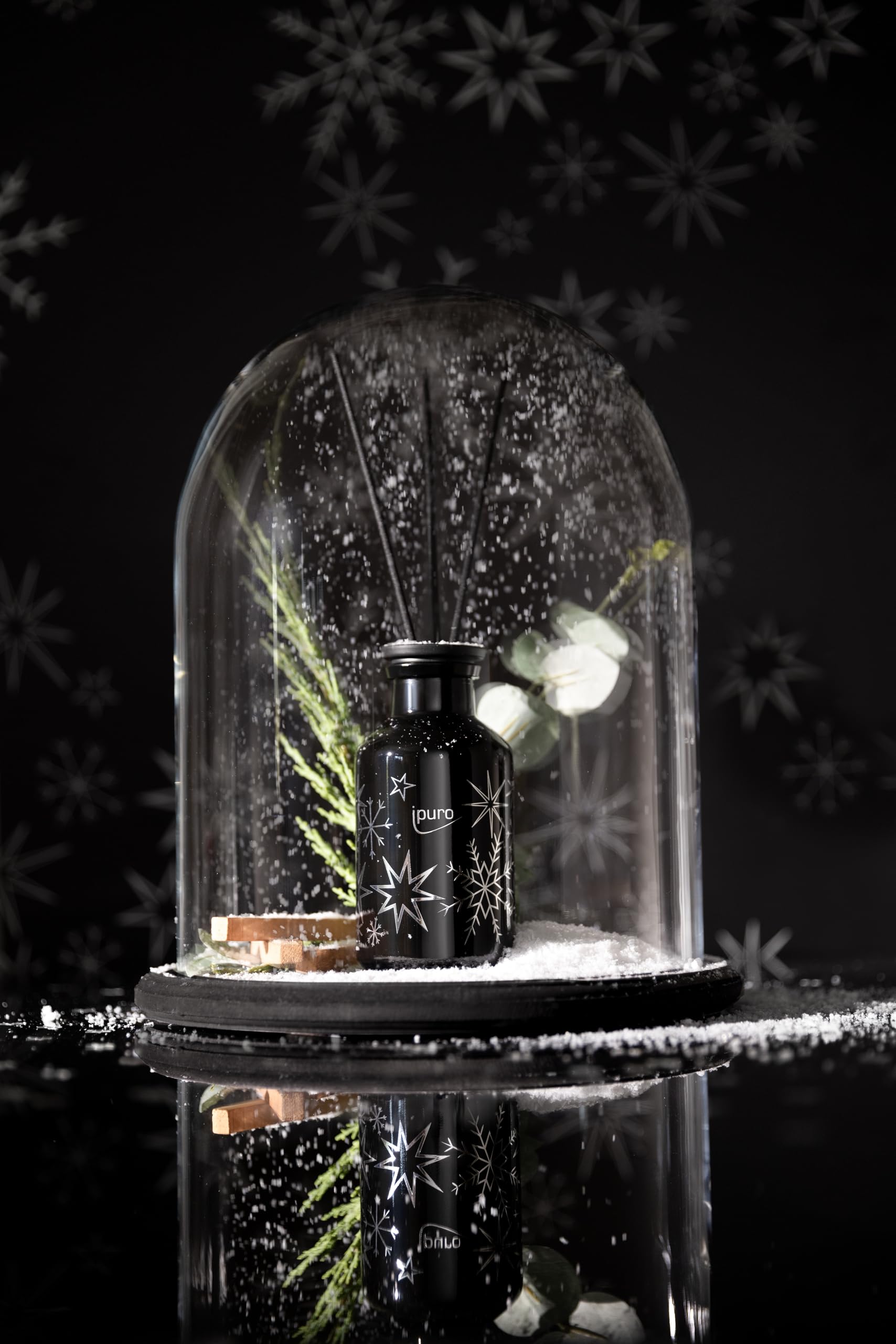 ipuro Winterduft - Frozen Stardust Raumduft 240ml - Fichte, Eukalyptus & Sandelholz Duft - Frischer Raumerfrischer mit holziger Wärme für klare Wintertage - Lufterfrischer