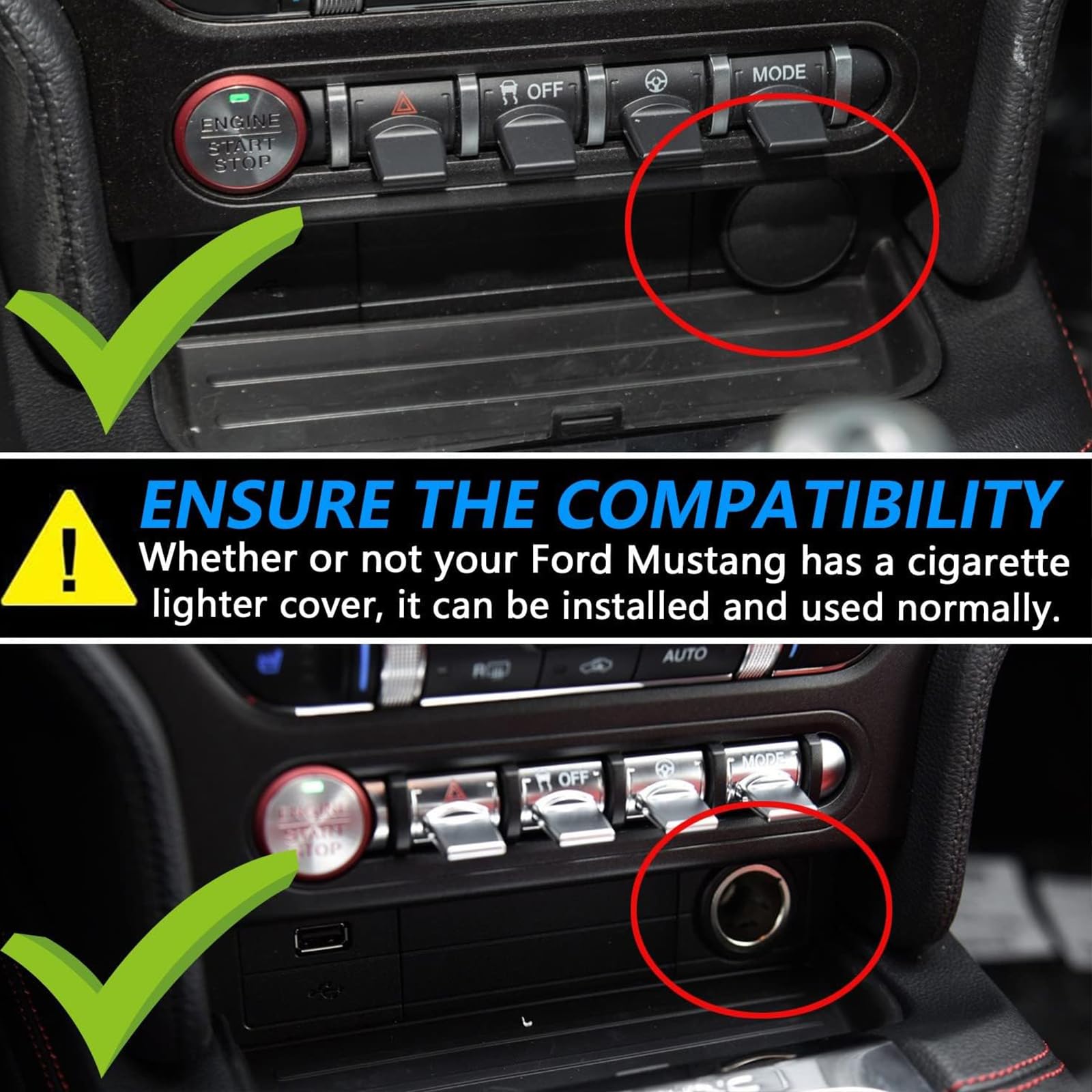 2024 Kngiybo Nuova Caricatore Wireless Auto per Ford Mustang (2015-2023),Caricabatterie Wireless Veloce per Telefoni Con QI,Regali Di Festa per La Famiglia, Ricarica Wireless da 15 W + Ricarica Rapida