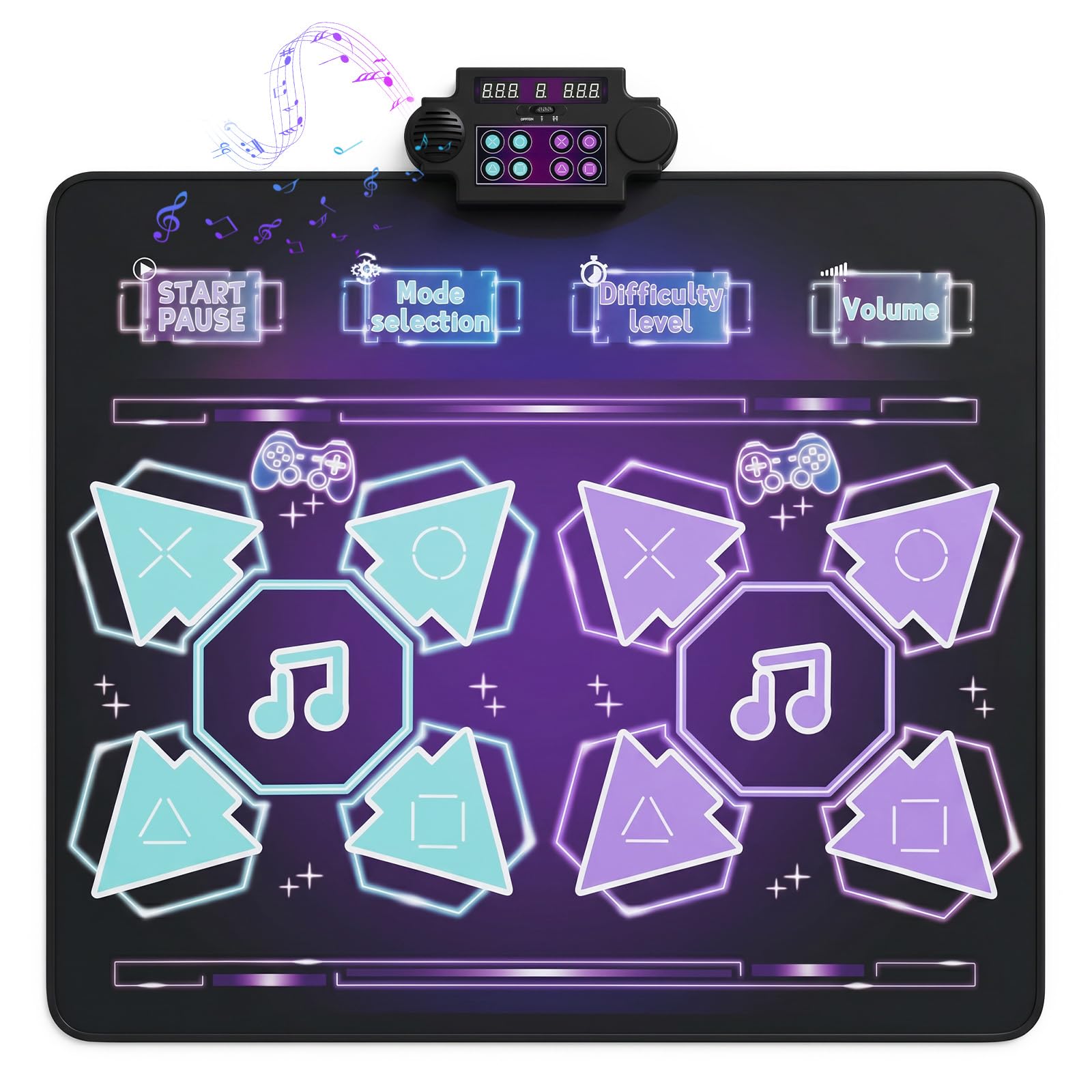 COSTWAY Kids Dance Mat, Electronic Play Mat with 4 Game Modes, 3 LED Speeds